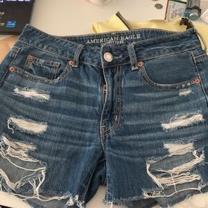 American Eagle Outfitters Women's Distressed Blue Denim Shorts
